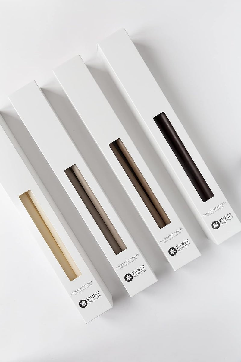 Kunstindustrien ® Taper Candles – Set of 4, 13.8" – Made in Denmark, Long Burning Candles 15h, Unscented Candlesticks – Elegant Tall Candles for Weddings, Dinners & Home Decor (Chocolate Brown) - Image 5